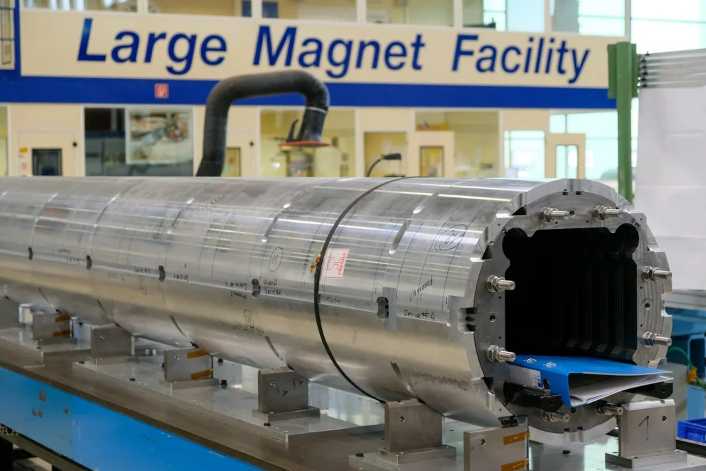 China export controls: a large metal tube on a machine in a factory